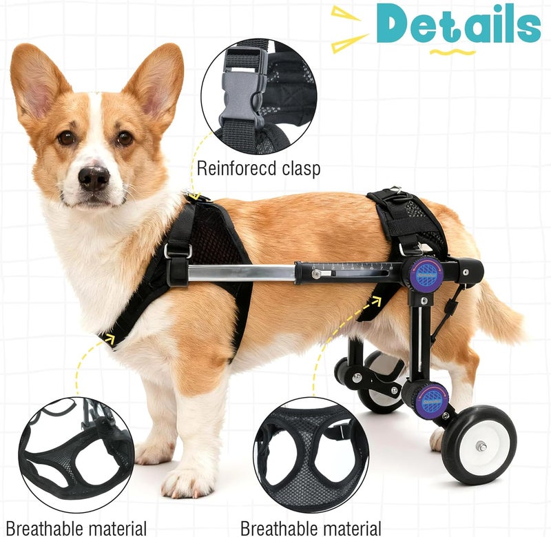 LetPetRun Adjustable Dog Wheelchair for Back Legs Mobility Support Lightweight Pet Wheelchair for Disabled Hind Legs Walking Stable Dog Cart for Pets - Image 5